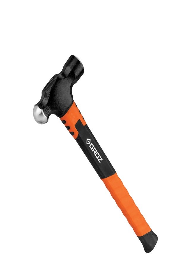 Groz Ball Pein Hammer, 226 gms 12" Fibreglass Handle with Overstrike Protection | 25% Wider Neck | Ball Pein Hammer for Bending, Shaping, Nailing | BPFG/8/12 (226 gms | 12" Handle) - Image 1
